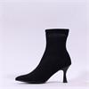 Miss Elastic High Heel Point Ankle Boot - Black Stretch